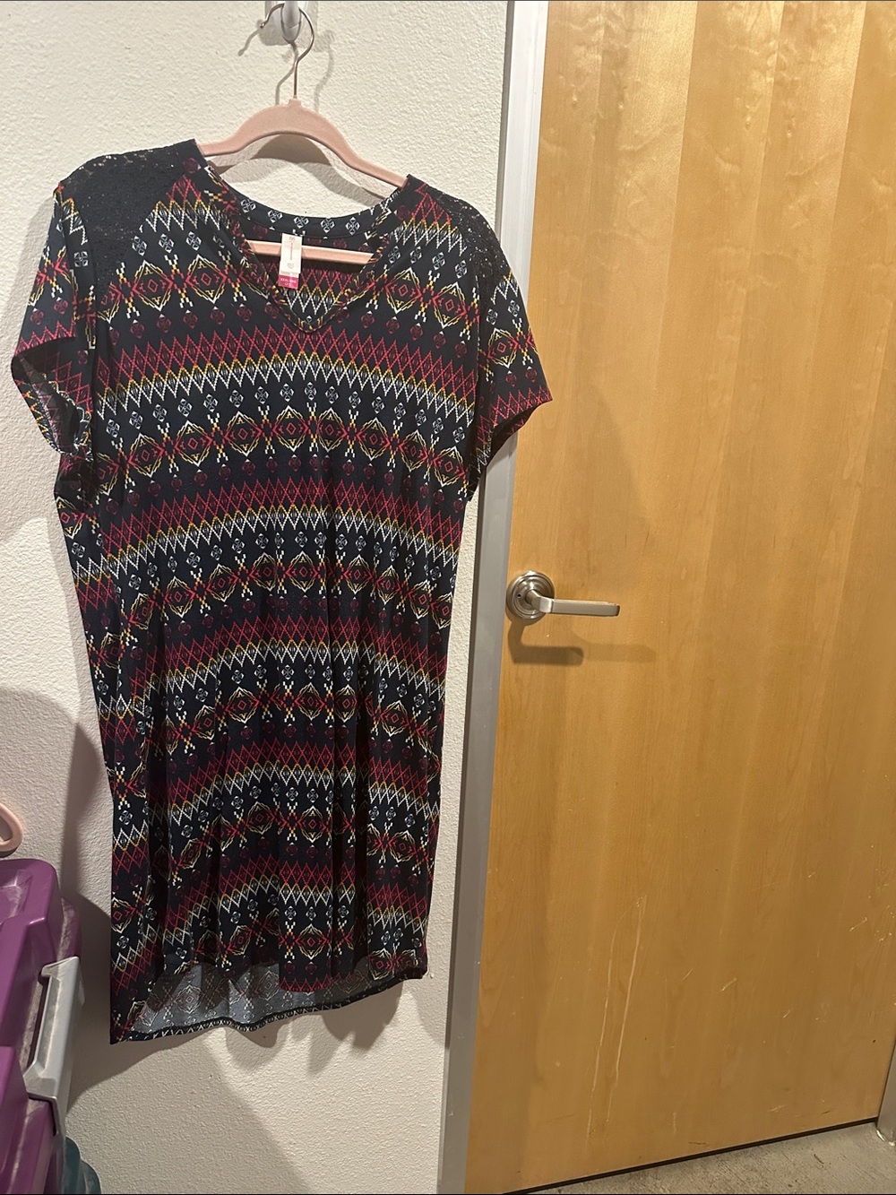 No Boundaries Black Aztec-Pattern Midi Dress